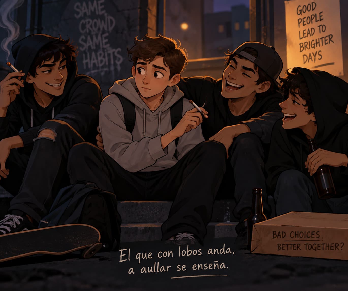 El que con lobos anda, a aullar se enseña